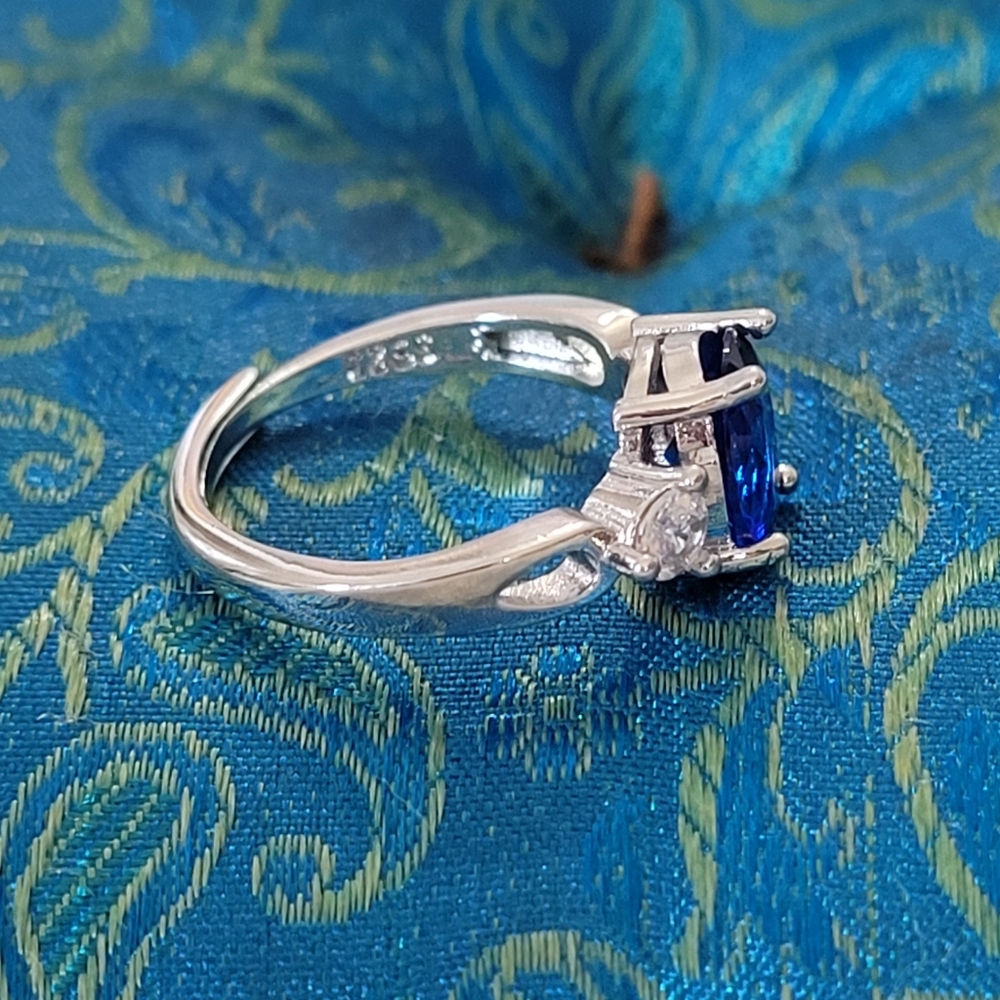 S925 Dark Blue & White Zircon  Ring - Picture 8 of 8